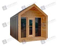 8' Red Cedar Modern Sauna With 2' Porch