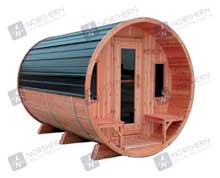 8' Red Cedar Barrel Sauna With 2' Porch