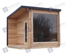 8' Red Cedar Modern Panoramic Sauna With 2' Porch